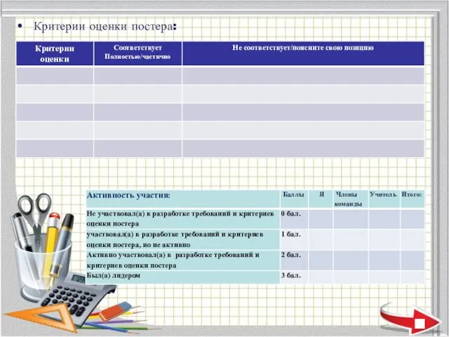 Критерии оценки постера: