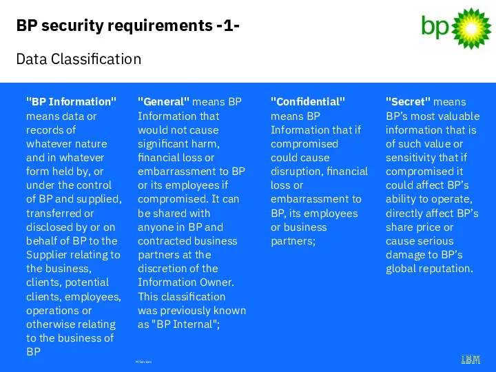 "Confidential" means BP Information that if compromised could cause disruption,