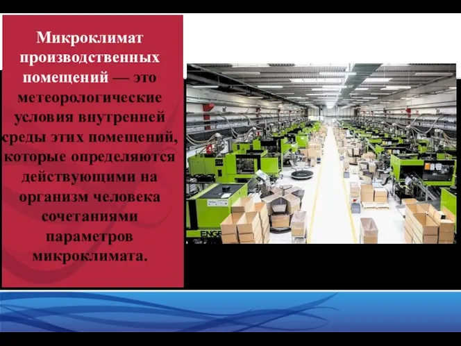 Микроклимат производственных помещений — это метеорологические условия внутренней среды этих