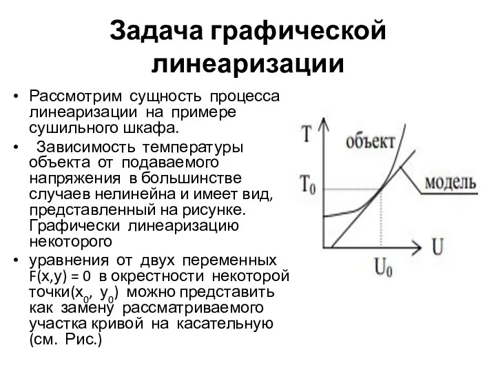 Задача графической линеаризации Рассмотрим сущность процесса линеаризации на примере сушильного