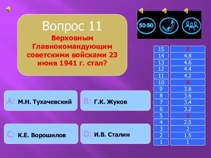 Вопрос 11 Верховным Главнокомандующим советскими войсками 23 июня 1941 г.