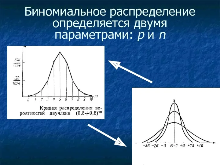 Биномиальное распределение определяется двумя параметрами: p и n