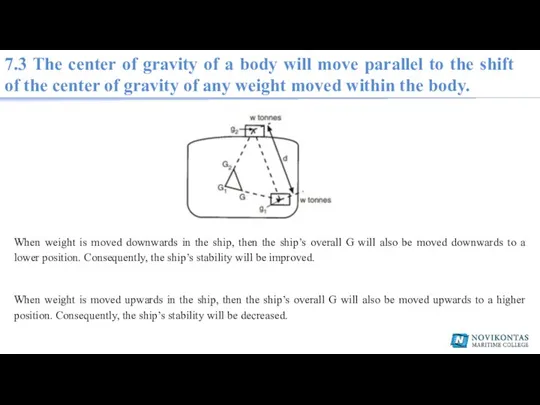 7.3 The center of gravity of a body will move