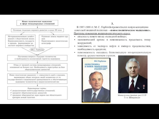 3. В 1987-1988 гг. М. С. Горбачёв провозгласил новую концепцию советской внешней политики