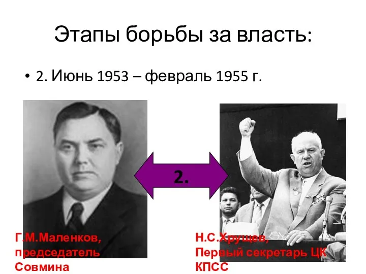 Этапы борьбы за власть: 2. Июнь 1953 – февраль 1955