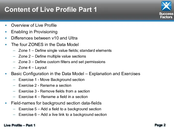 Content of Live Profile Part 1 Overview of Live Profile