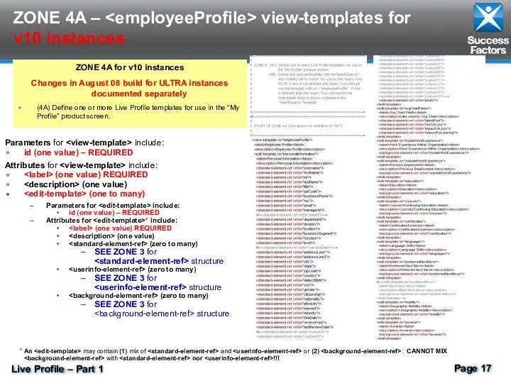 ZONE 4A – view-templates for v10 instances Parameters for include: