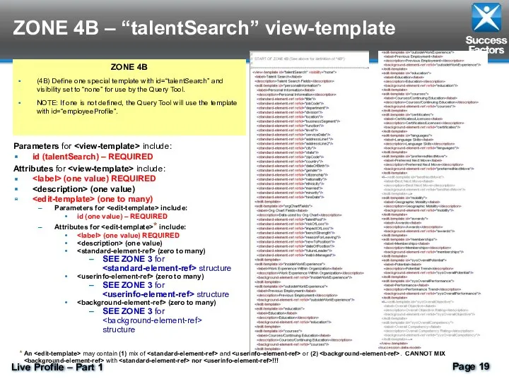 ZONE 4B – “talentSearch” view-template Parameters for include: id (talentSearch)