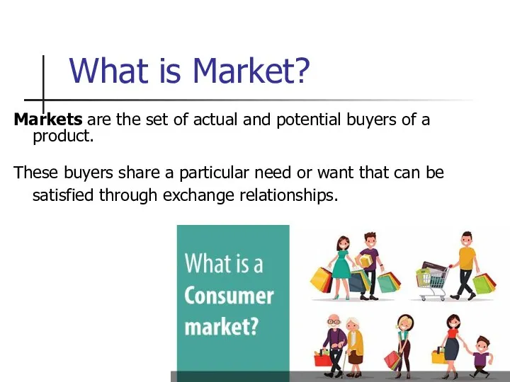 What is Market? Markets are the set of actual and