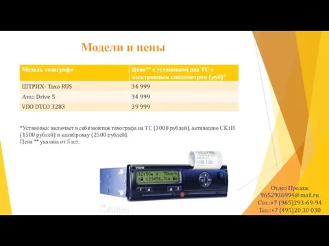 Модели и цены Отдел Продаж 9652936994@mail.ru Сот.:+7 (965)293-69-94 Тел.:+7 (495)20