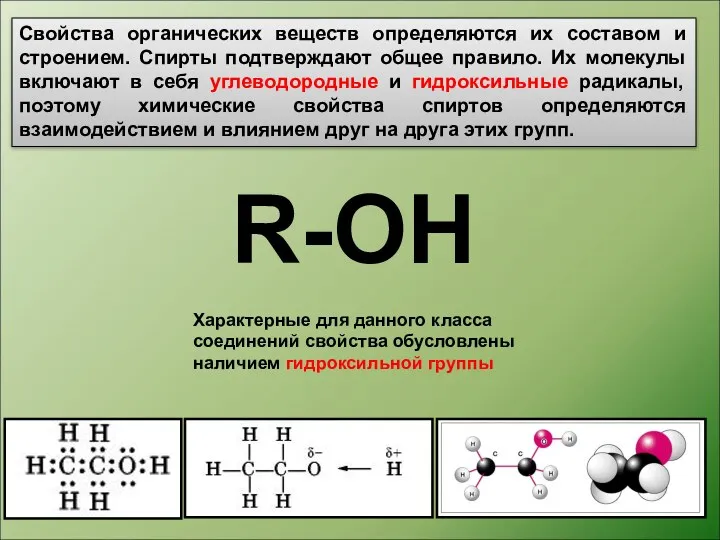Свойства органических веществ определяются их составом и строением. Спирты подтверждают