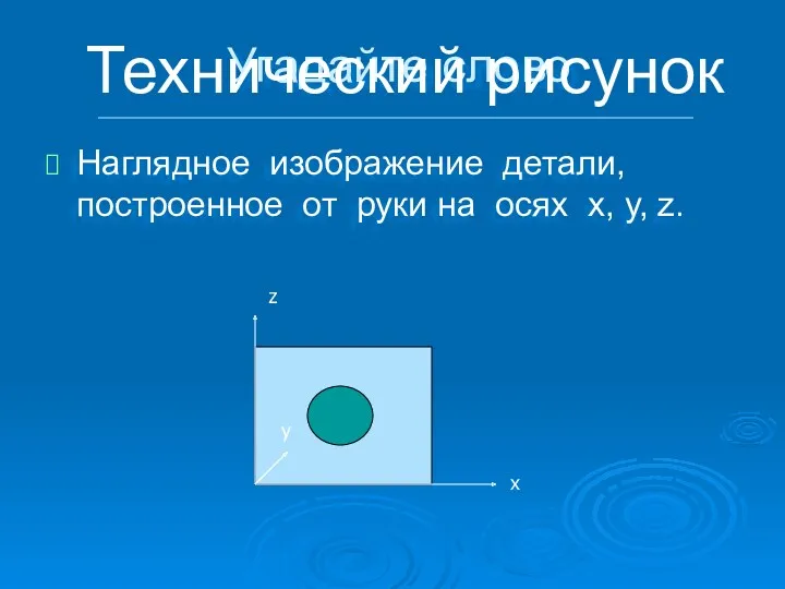 Угадайте слово Наглядное изображение детали, построенное от руки на осях