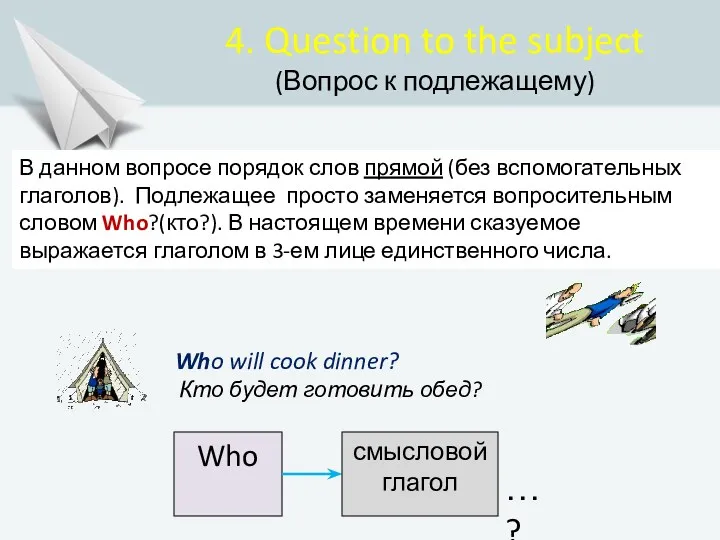 4. Question to the subject (Вопрос к подлежащему) В данном