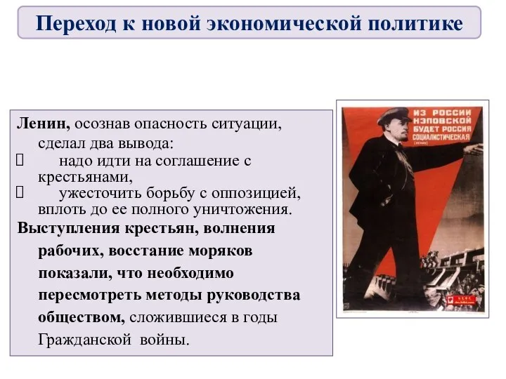 Ленин, осознав опасность ситуации, сделал два вывода: надо идти на