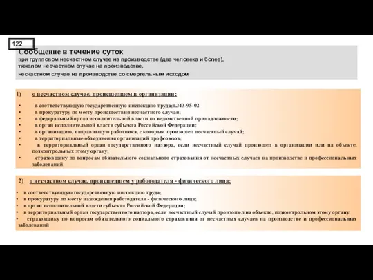 Сообщение в течение суток при групповом несчастном случае на производстве