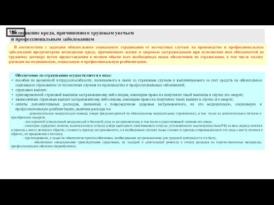 Возмещение вреда, причиненного трудовым увечьем и профессиональным заболеванием В соответствии