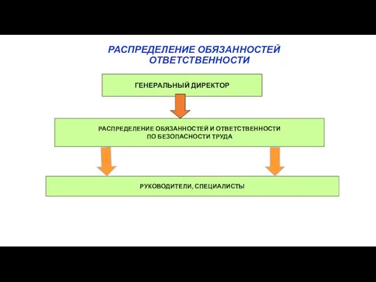 РАСПРЕДЕЛЕНИЕ ОБЯЗАННОСТЕЙ ОТВЕТСТВЕННОСТИ ГЕНЕРАЛЬНЫЙ ДИРЕКТОР РУКОВОДИТЕЛИ, СПЕЦИАЛИСТЫ РАСПРЕДЕЛЕНИЕ ОБЯЗАННОСТЕЙ И ОТВЕТСТВЕННОСТИ ПО БЕЗОПАСНОСТИ ТРУДА