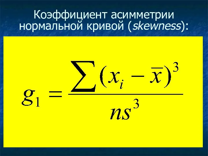 Коэффициент асимметрии нормальной кривой (skewness):