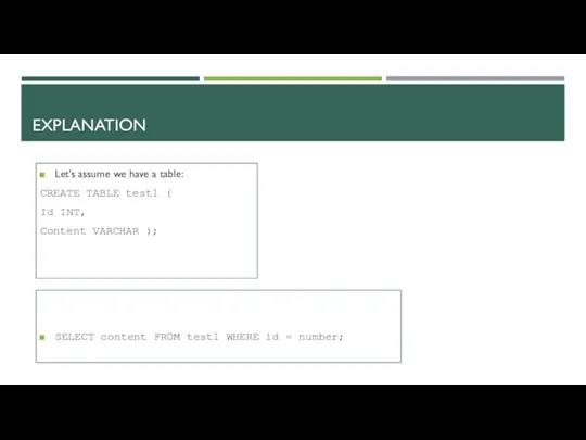 EXPLANATION Let’s assume we have a table: CREATE TABLE test1