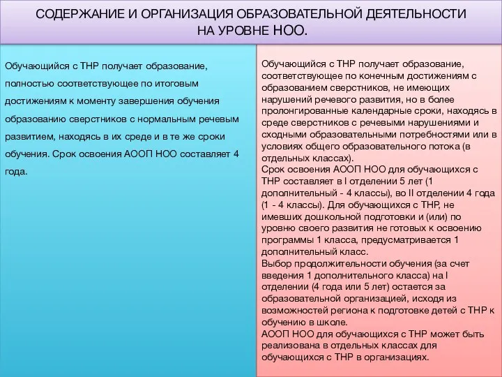 Обучающийся с ТНР получает образование, полностью соответствующее по итоговым достижениям