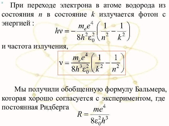 При переходе электрона в атоме водорода из состояния n в