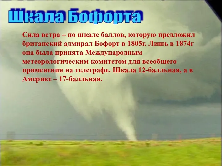 Шкала Бофорта Сила ветра – по шкале баллов, которую предложил