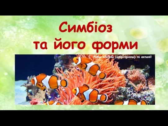 Симбіоз та його форми. Риби-клоуни (амфіпріони) та актинії