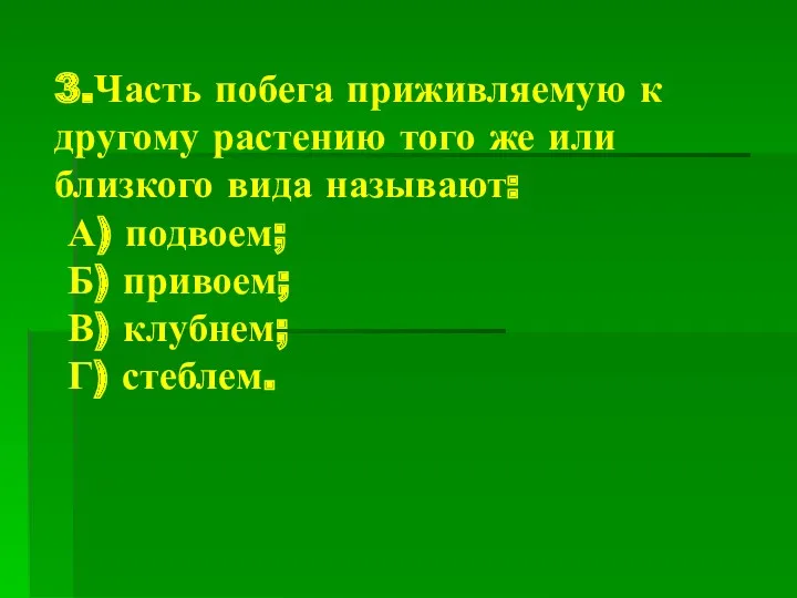 3.Часть побега приживляемую к другому растению того же или близкого