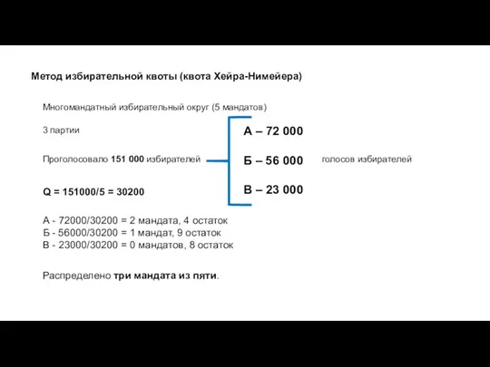 Многомандатный избирательный округ (5 мандатов) 3 партии Проголосовало 151 000