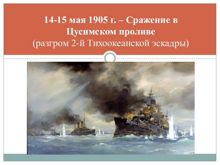 14-15 мая 1905 г. – Сражение в Цусимском проливе (разгром 2-й Тихоокеанской эскадры)