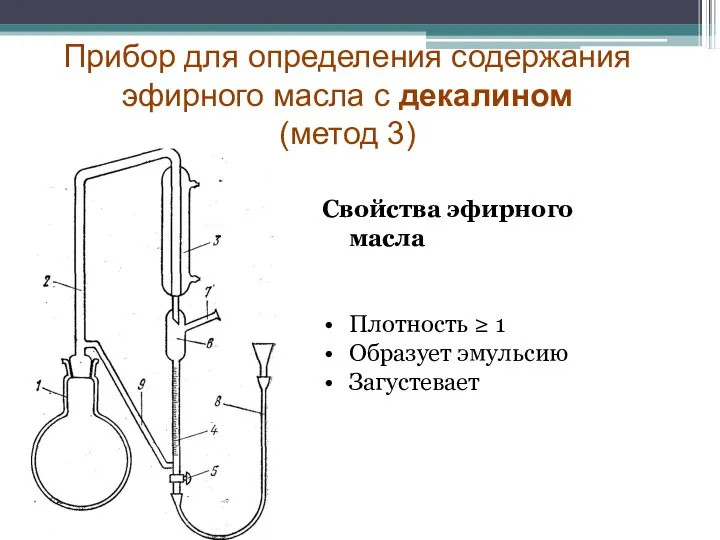 Прибор для определения содержания эфирного масла с декалином (метод 3)