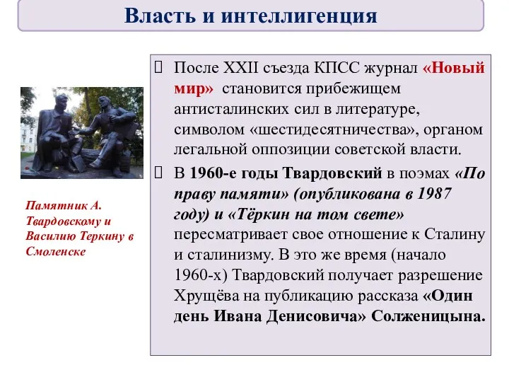 После XXII съезда КПСС журнал «Новый мир» становится прибежищем антисталинских