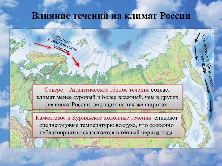 Влияние течений на климат России Северо – Атлантическое тёплое течение