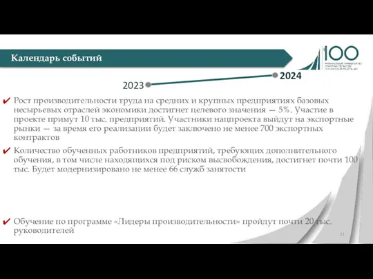 Календарь событий Рост производительности труда на средних и крупных предприятиях