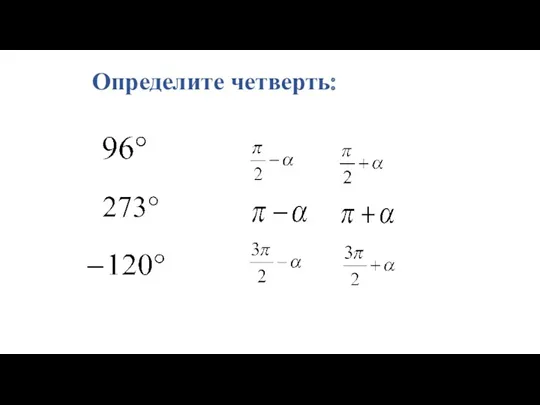 Определите четверть: