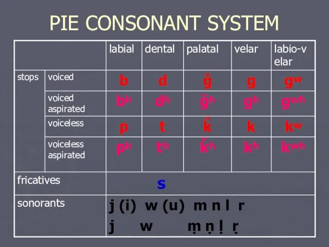 PIE CONSONANT SYSTEM