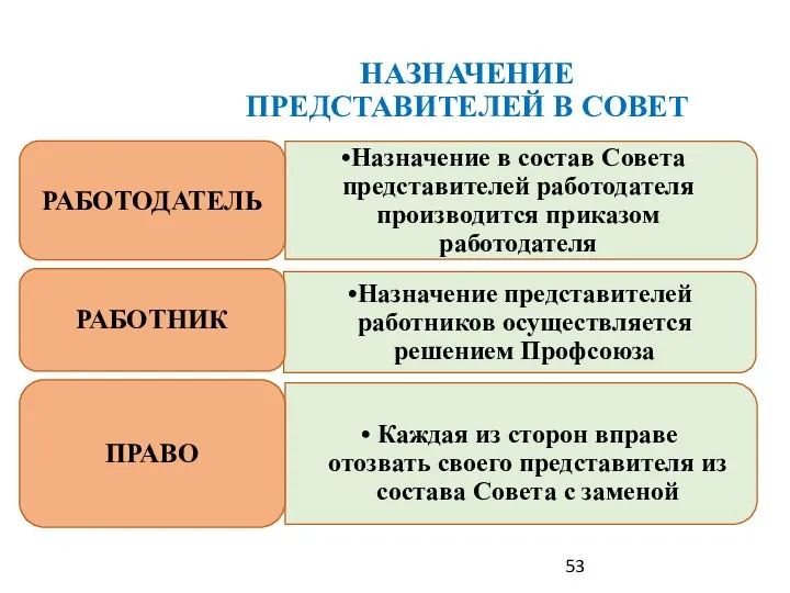 НАЗНАЧЕНИЕ ПРЕДСТАВИТЕЛЕЙ В СОВЕТ 53