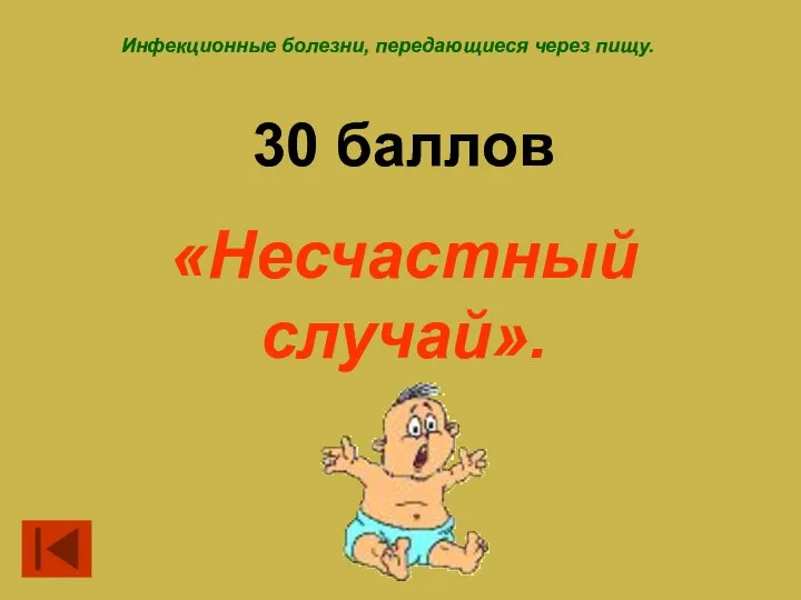 Инфекционные болезни, передающиеся через пищу. 30 баллов «Несчастный случай».