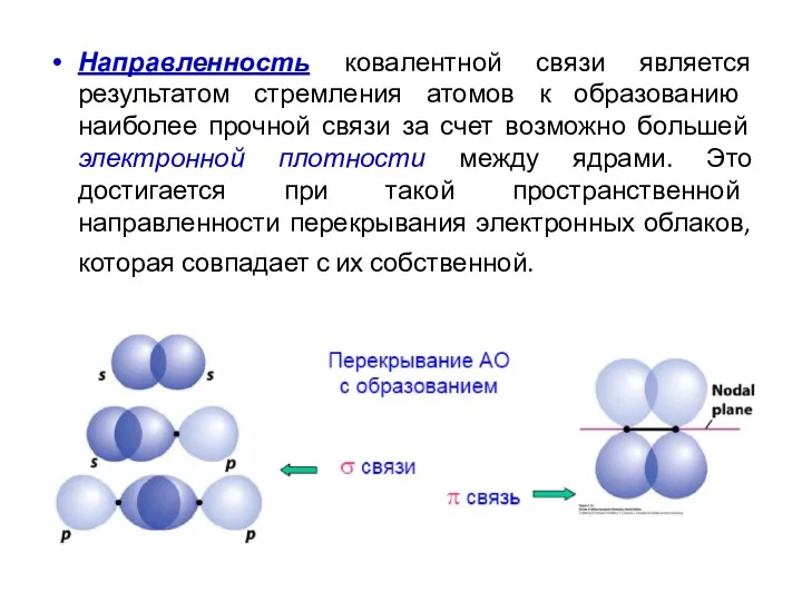 Направленность ковалентной связи является результатом стремления атомов к образованию наиболее