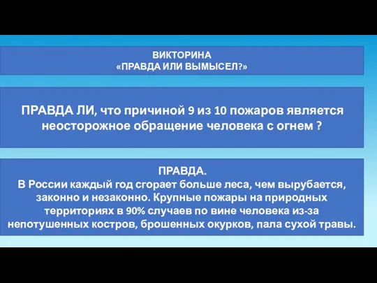 ВИКТОРИНА «ПРАВДА ИЛИ ВЫМЫСЕЛ?» ПРАВДА ЛИ, что причиной 9 из