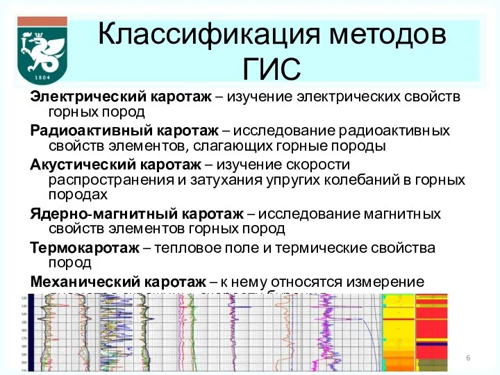 Классификация методов ГИС Электрический каротаж – изучение электрических свойств горных