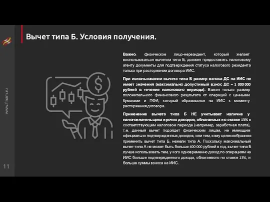 www.finam.ru Вычет типа Б. Условия получения. Важно: физическое лицо-нерезидент, который