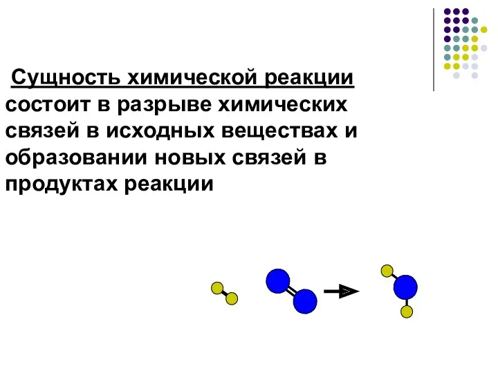 Сущность химической реакции состоит в разрыве химических связей в исходных