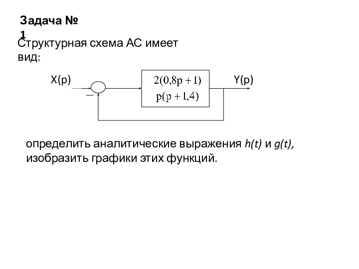 Структурная схема АС имеет вид: определить аналитические выражения h(t) и