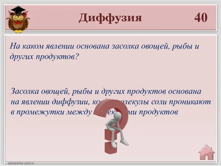 Диффузия 40 Засолка овощей, рыбы и других продуктов основана на