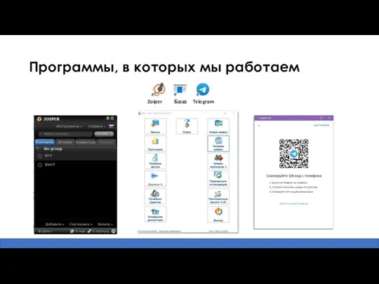 Программы, в которых мы работаем Zoiper База Telegram