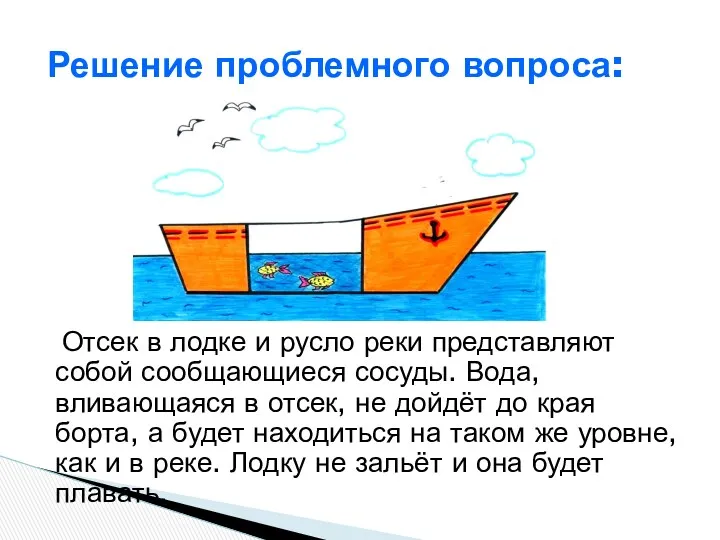 Решение проблемного вопроса: Отсек в лодке и русло реки представляют