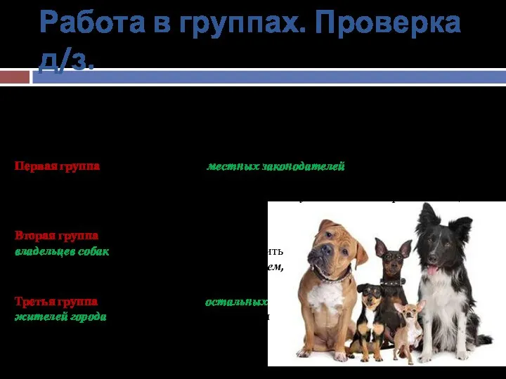 Работа в группах. Проверка д/з. А теперь представим ситуацию, что