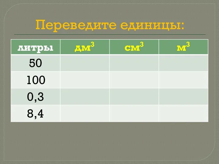 Переведите единицы: