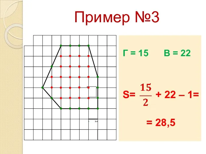 Пример №3 Г = 15 В = 22 S= + 22 – 1= = 28,5